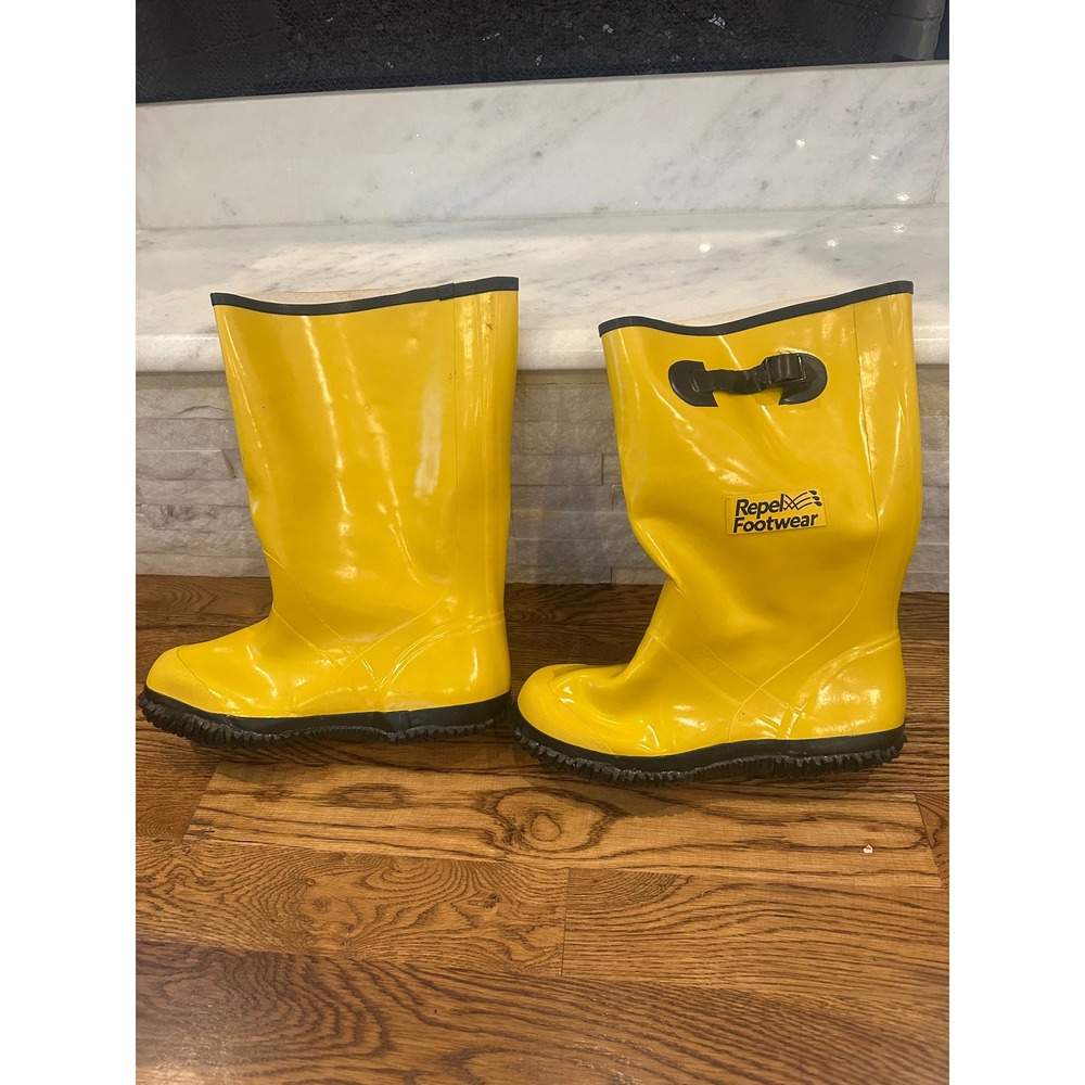 Repel Footwear Mens Yellow Rubber Rain Boots Waterproof Work Tall Size 11